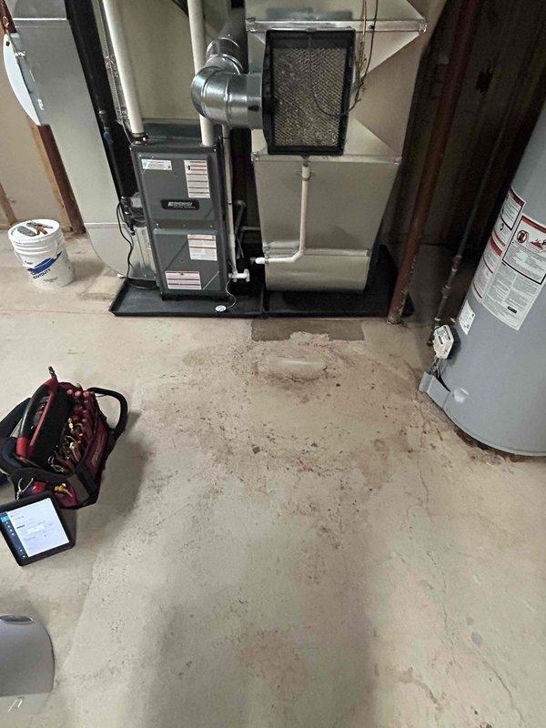 Responded to water leak service call for 0-year-old Goodman system. Diagnosed humidity issue caused by clogged evaporator coil with significant debris accumulation. Performed thorough cleaning of coil and drainage system, restoring proper condensate flow and resolving leak issue.