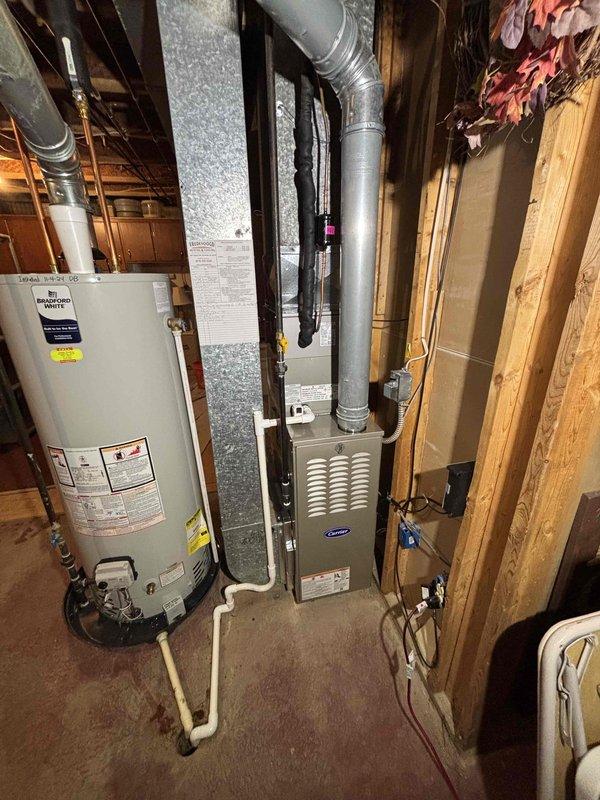 Successfully installed new furnace and air conditioning system in residential utility room. Complete installation included connecting the unit to existing ductwork and ensuring proper ventilation. System was tested and confirmed to be operating within manufacturer specifications.