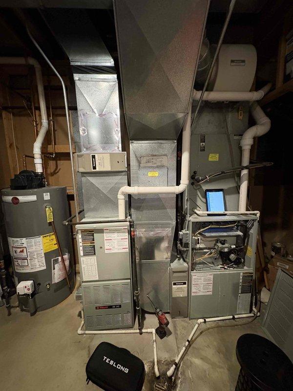 Responded to no-heat call for a 25-year-old furnace. Inspection revealed faulty electrical connection at terminal with degraded yellow wiring. Repaired connection, restored proper operation, and verified system functionality before completing service.