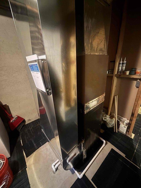 Successfully installed new furnace unit in utility room. System includes proper PVC intake/exhaust ventilation and connects to existing ductwork. All connections secured and system tested for proper operation upon completion.