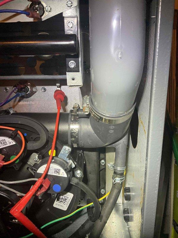 Completed annual heating maintenance on EnergiAir WT 10-2032 furnace (2022 model). Inspected all electrical connections, vent piping, and exhaust assembly - all components in normal working condition. System is operating within manufacturer specifications; no issues detected with the TJI ducting system or humidity control.