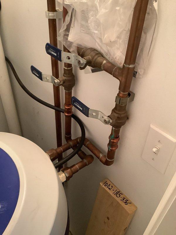 Responded to service call for leaking water softener (not originally installed by our company). Upon inspection of the unit and plumbing connections, identified leak source and completed necessary repairs to copper pipe fittings. Ensured proper operation of the 2019 water softener system before completing service.