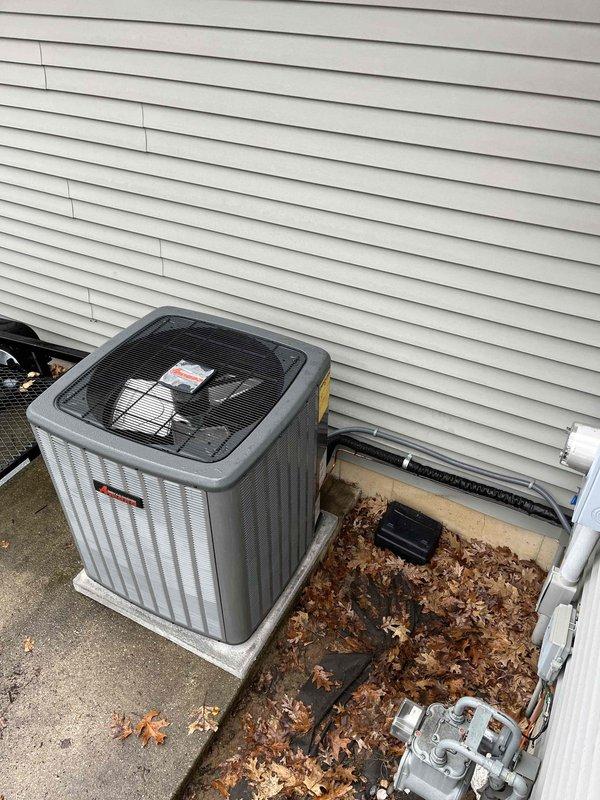 Successfully completed full system replacement with installation of new furnace and AC unit. Interior furnace was properly mounted in utility area with all required connections (ductwork, PVC ventilation, copper lines, and drainage) while exterior condenser was securely installed on concrete pad with appropriate electrical connections to the home.