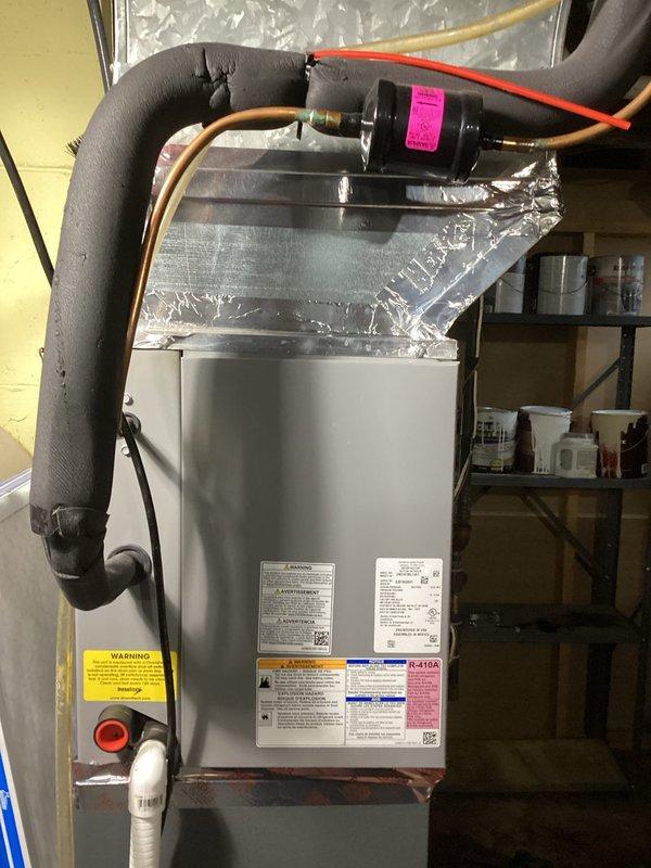 Performed annual heating maintenance on a Goodman furnace located in the basement. Completed comprehensive tune-up service, ensuring proper operation of all components. Inspected ductwork connections, drain lines, and refrigerant lines, noting normal wear on insulation but no operational issues requiring immediate attention.