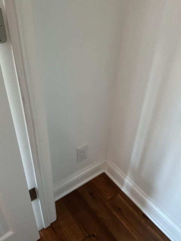 Installed new electrical outlet in closet adjacent to half bath as requested by customer. Accessed electrical panel to connect new circuit, ensuring proper voltage and grounding. Completed installation with clean finish, maintaining wall integrity and compliance with residential electrical codes.