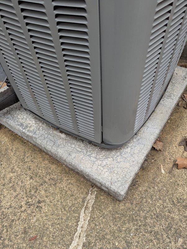 Inspected 5-year-old Energi Air unit (2020 model) that customer reported was damaged by falling ice. Visual examination showed no apparent external damage to the condenser unit, with all ventilation slats intact and properly aligned. Unit was not tested for operation due to cold weather conditions, but physical inspection indicates system appears structurally sound with no obvious impairment to functionality.