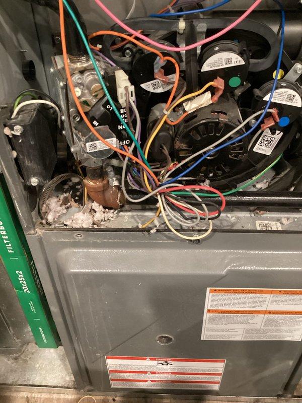 Completed annual maintenance on a 9-year-old furnace and humidifier system (warranty through 2026). Inspected all internal components including blower motor assembly, electrical connections, and control boards. System appears to be functioning properly with some normal dust accumulation noted. Recommended standard filter replacement schedule to maintain optimal performance.