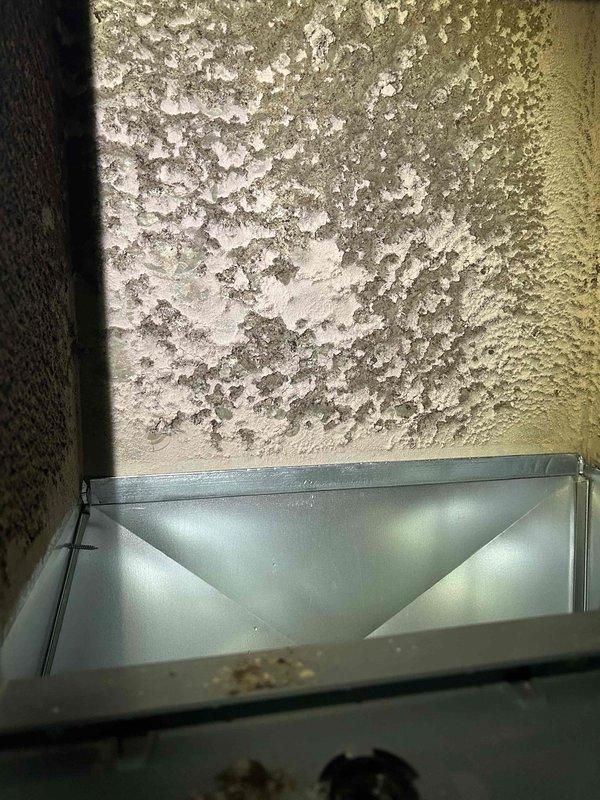Responded to customer concern regarding possible rodent activity in EnergiAir WT 09-2035 furnace. Inspection revealed significant dust and debris accumulation in the lower section of the unit, not rodent damage. Additionally discovered severe frost buildup on refrigeration components, indicating potential defrost system malfunction. Cleaned accumulated debris and recommended system maintenance to prevent future issues.