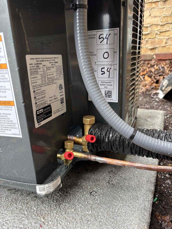 Successfully completed full HVAC system replacement with installation of new furnace and AC unit. Installed new furnace in basement utility area with proper PVC venting and electrical connections, mounted on protective pad. Exterior condenser unit was installed with appropriate refrigerant lines and electrical connections to complete the system upgrade.