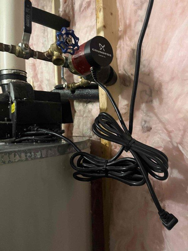 Diagnosed water heater system with no hot water production and leaking. Replaced failed Grundfos circulation pump and associated brass fittings. Performed pressure test after installation to confirm proper operation and verify leak resolution.