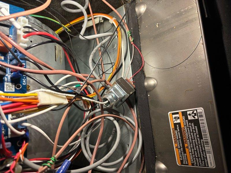 Completed annual furnace and humidifier tune-up service per scheduled maintenance plan. Inspected electrical components and wiring connections in control panel, verifying proper transformer operation and secure wire terminations. All systems functioning normally with no issues detected.