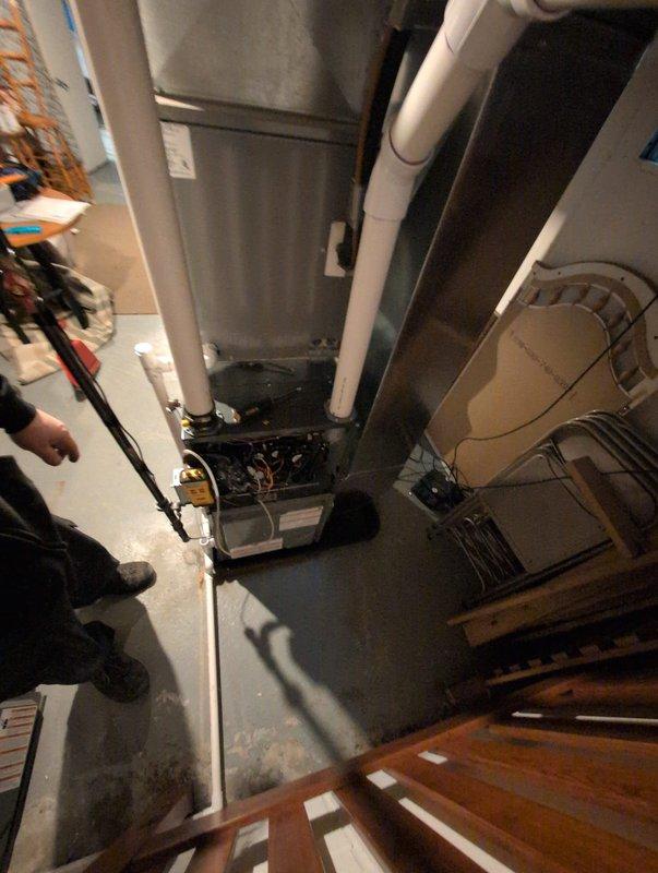 Successfully completed installation of new furnace system in basement mechanical room. Installed unit with proper PVC ventilation piping and connected to existing ductwork. System was tested and confirmed to be functioning according to specifications.