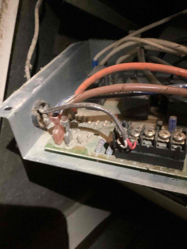 Diagnosed furnace short cycling issue caused by faulty control board. Inspection of electrical components revealed corroded terminals and damaged wiring connections on the circuit board. Replaced control board, cleaned all electrical contacts, and located filter compartment for customer to enable proper maintenance going forward. Unit now functioning properly with normal heating cycles.