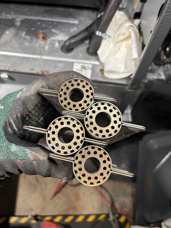 Responded to no-heat call for 3-year-old EnergiAir furnace which was not turning on. Diagnosed issue with flame sensor components showing oxidation and contamination. Removed and replaced four flame sensor discs to restore proper flame detection, successfully returning the heating system to normal operation.