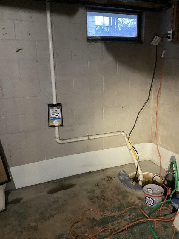 Responded to service call for malfunctioning sump pump. Upon inspection, found significant corrosion on pump components, particularly on copper fittings and connections inside the basin. Replaced damaged submersible pump and installed new float switch to restore proper operation, preventing potential basement flooding.