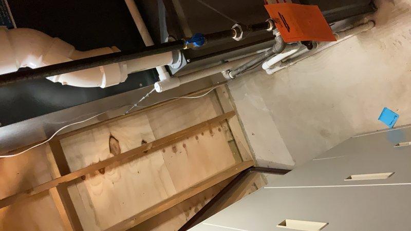 Completed annual heating maintenance on two furnaces and two humidifiers in basement area. Systems appear to be in normal working condition with no visible damage or leaks observed. Inspected PVC venting system and verified proper plumbing connections throughout the installation.