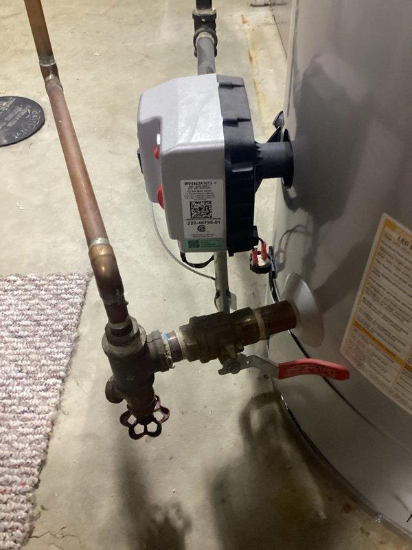 # Service Report

Completed on-site evaluation for water heater replacement at single family residence. Assessed existing 50-gallon water heater unit, approximately 20 years old and at end of service life, with standard installation configuration including copper supply lines, brass shut-off valves, and recirculation pump system. Documented equipment specifications, utility room layout, and existing plumbing connections; provided comprehensive replacement estimate with photos for customer review.