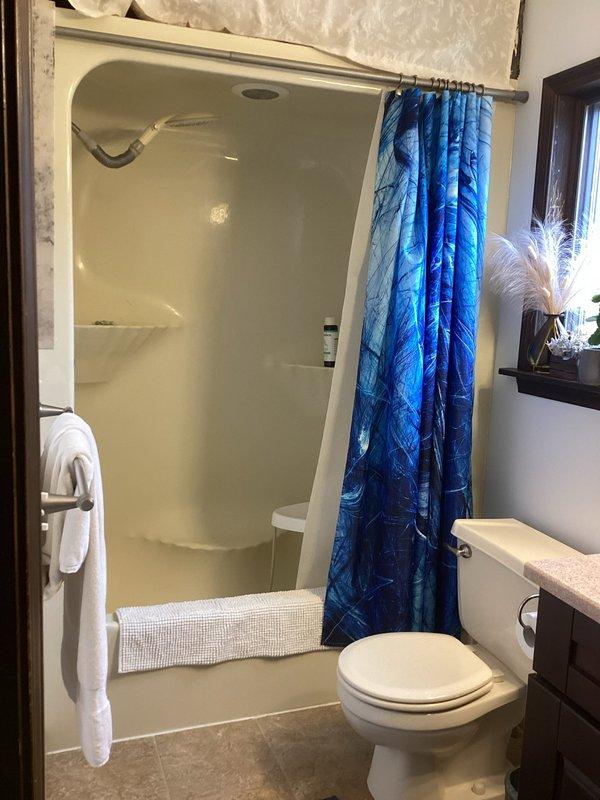 # Sales Estimate Summary

Conducted on-site consultation for partial bathroom remodel project at two-story residential property. Evaluated existing bathroom featuring one-piece fiberglass tub/shower enclosure with standard chrome fixtures, white toilet, and dark wood vanity with countertop. Documented current bathroom conditions through photographic assessment and discussed client's remodeling objectives and scope preferences to prepare comprehensive project estimate for requested improvements.