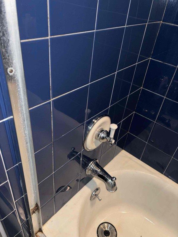 # Job Description

Completed cartridge replacement for shower valve assembly in tiled shower/tub combination. Removed existing worn cartridge from wall-mounted shower control fixture and installed new replacement cartridge to restore proper temperature control and water flow functionality. Verified operation of hot and cold water mixing, tested for leaks at escutcheon plate and valve body connections, and confirmed smooth handle operation. All plumbing fixtures returned to full working order with no drips or leaks detected upon completion.