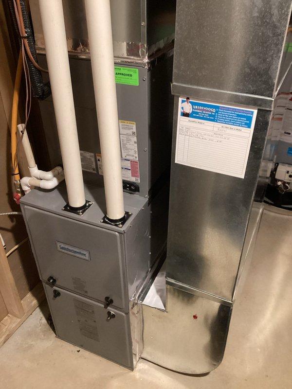 # FSTU-Furnace Super Tune-Up Completed

Performed comprehensive 3-year furnace tune-up on ICP heating system per client request. Conducted complete system inspection, verified operational performance of all components, cleaned and tested ignition system, checked gas pressure and combustion efficiency, inspected heat exchanger for cracks or deterioration, verified proper venting through PVC exhaust system, tested safety controls and limit switches, and documented all findings on furnace maintenance sticker as requested.