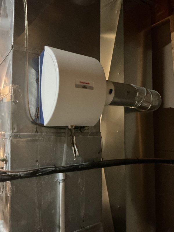 Completed annual heating maintenance on EnergiAir furnace (2018 model) and Honeywell drum-style humidifier system. Performed comprehensive tune-up including inspection of heat exchanger, burner assembly, ignition components, and blower motor operation. Verified proper venting through PVC exhaust system, checked all electrical connections and control board functionality, and tested safety switches. Inspected humidifier operation, water supply lines, and drum assembly for proper seasonal performance. All systems operating within manufacturer specifications with no deficiencies noted.