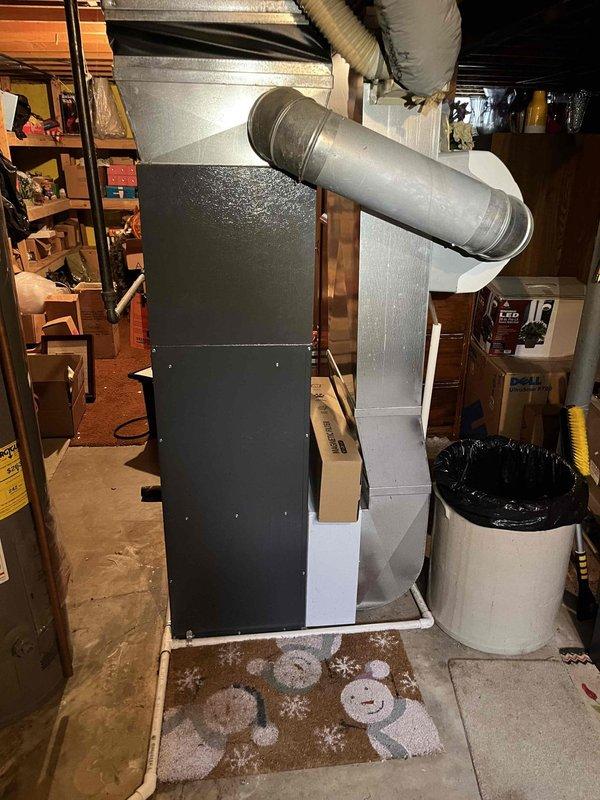 Completed comprehensive furnace super tune-up on 15-year-old Amana heating system. Performed full system inspection including burner assembly cleaning, flame sensor maintenance, blower motor lubrication, and air filter evaluation. Verified proper operation of intake and exhaust PVC venting system, tested all safety controls, and confirmed adequate airflow through ductwork. System operating within manufacturer specifications with no issues identified.