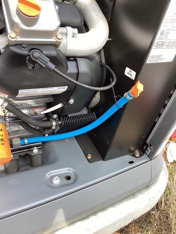 Completed comprehensive generator tune-up service on HVAC unit including inspection of compressor, refrigerant lines, and associated components. All systems verified operational with proper connections, insulation intact, and equipment showing good overall condition with no leaks or mechanical issues detected.