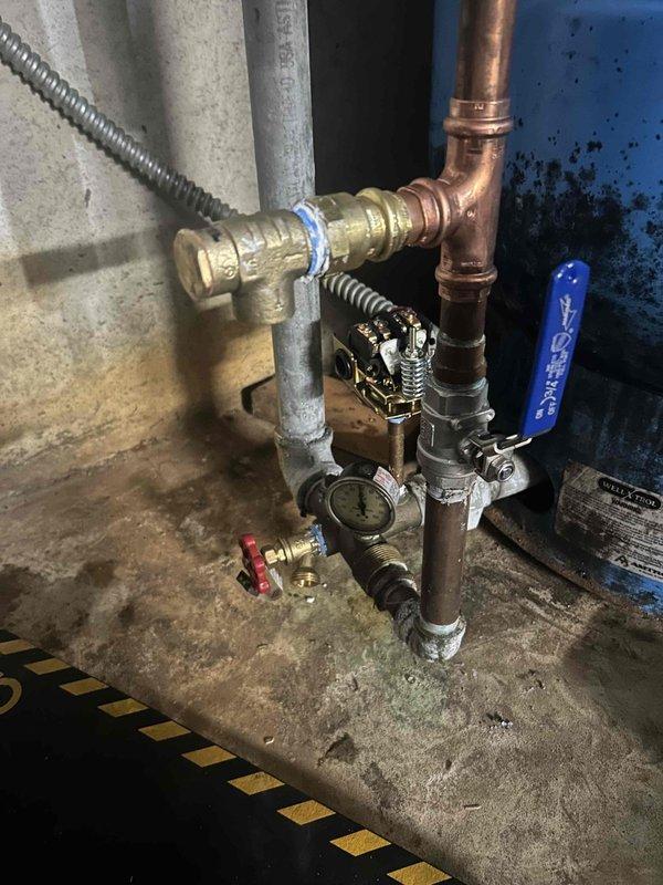Responded to follow-up call for excessive water pressure causing pipe vibration after previous low pressure service. Found failed pressure reducing valve (PRV) allowing incoming municipal pressure to pass through unregulated. Replaced defective 75 PSI rated pressure reducing valve with new unit. Adjusted outlet pressure to proper operating range per manufacturer specifications. Verified pressure gauge reading and tested system operation. Confirmed elimination of water hammer and pipe shaking. Restored normal water pressure throughout property and advised homeowner that system is operating safely.