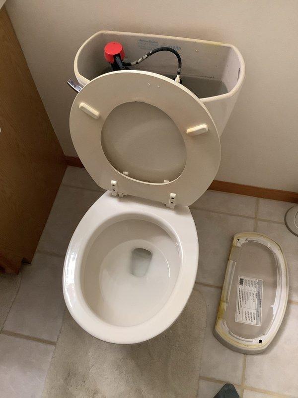Responded to a toilet that was continuously running and had a leaking shut-off valve. Upon inspection, removed the tank lid and diagnosed a failed flush valve assembly. Replaced the defective flush valve component, which included the flapper mechanism and overflow tube assembly. Tested the toilet for proper operation and verified that the running condition was resolved and the tank was filling and shutting off correctly.