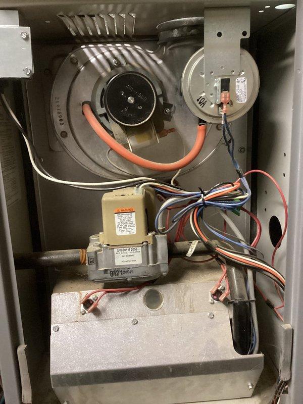 Completed quoted repair on residential forced-air heating system, successfully replacing defective heat exchanger and failed capacitor. System tested and verified operational upon completion, restoring full heating functionality to the home.
