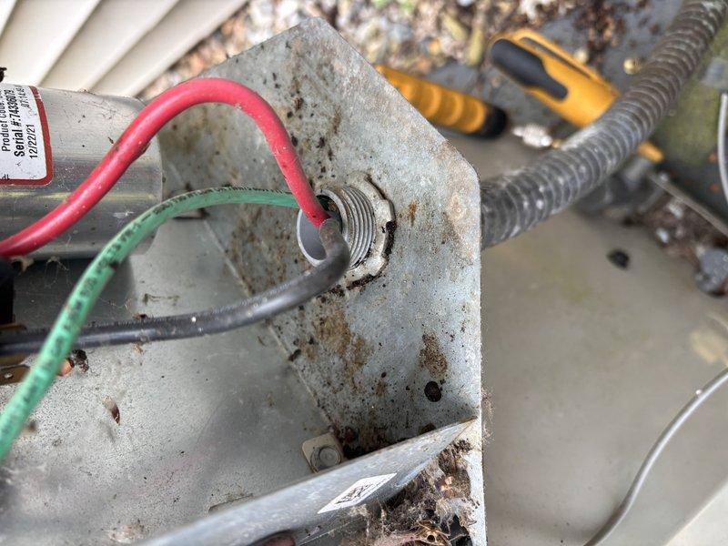 Completed ASTU-AC Super Tune-up on 7-year-old Payne air conditioning system. Upon inspection, discovered extensive wasp nest contamination within the outdoor condensing unit, with nest material built up around contactor, wiring, and capacitor components. Removed large wasp nest and debris from electrical compartment to restore proper airflow and prevent potential electrical failures. Cleaned junction box area showing rust staining and dirt accumulation. Verified all electrical connections were secure following nest removal. Tested capacitor operation and confirmed proper voltage readings. Inspected conduit connections and wiring integrity. System returned to normal operating condition with all safety hazards eliminated and tune-up procedures completed per manufacturer specifications.