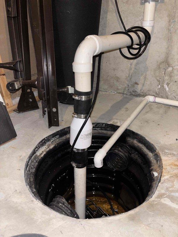 Responded to emergency call for sump pump running continuously. Upon arrival, inspected sump pump system including pit, discharge piping, float switch mechanism, and electrical connections. Verified pump operation and cycling behavior. System found to be functioning properly with high water table causing frequent cycling due to continuous groundwater infiltration. Educated customer on normal operation during periods of heavy groundwater flow and confirmed pump capacity adequate for current conditions. No mechanical failures identified; pump operating as designed under high-demand conditions.