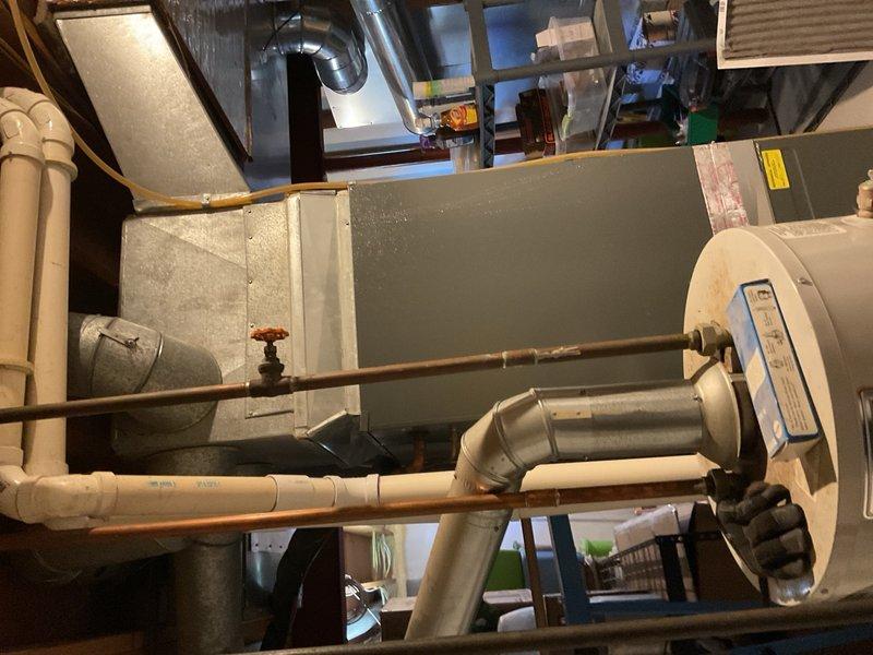 Completed annual cooling maintenance on residential HVAC system. Performed comprehensive inspection of air handler and ductwork in mechanical room, checking all connections, refrigerant lines, and condensate drainage. Verified proper operation of all system components, inspected duct penetrations for proper sealing, and confirmed no visible leaks or moisture issues on refrigerant lines. System operating within normal parameters with 5-year warranty coverage remaining through May 2030.
