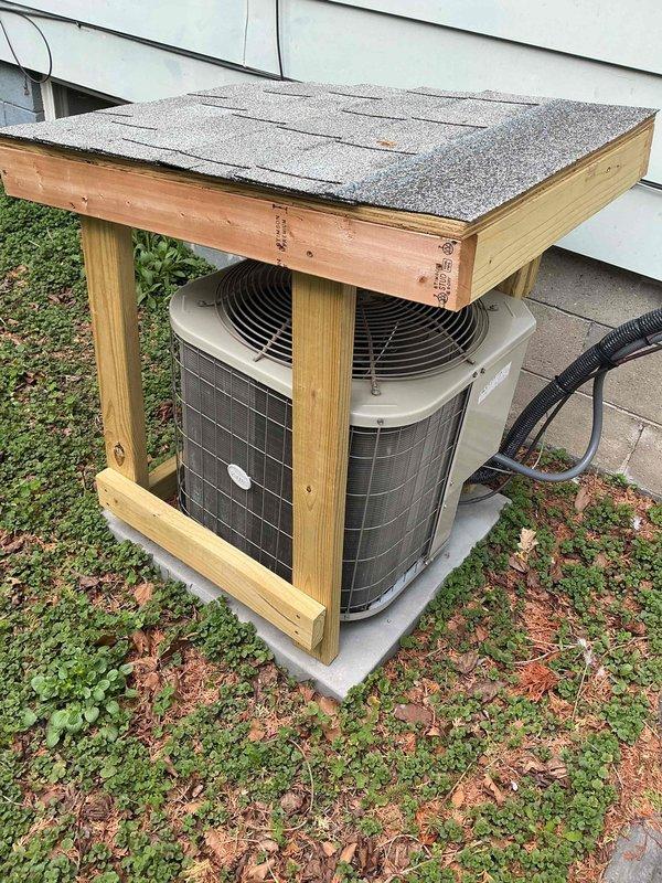 Completed annual cooling maintenance on 9-year-old Payne air conditioning system for Comfort Club member. Performed comprehensive AC tune-up including inspection of outdoor condenser unit housed in custom wooden shelter, verified proper airflow around unit, checked electrical connections and disconnect box in mechanical room, tested system operation and efficiency. Unit operating within normal parameters with no immediate concerns identified. All routine maintenance tasks completed successfully.