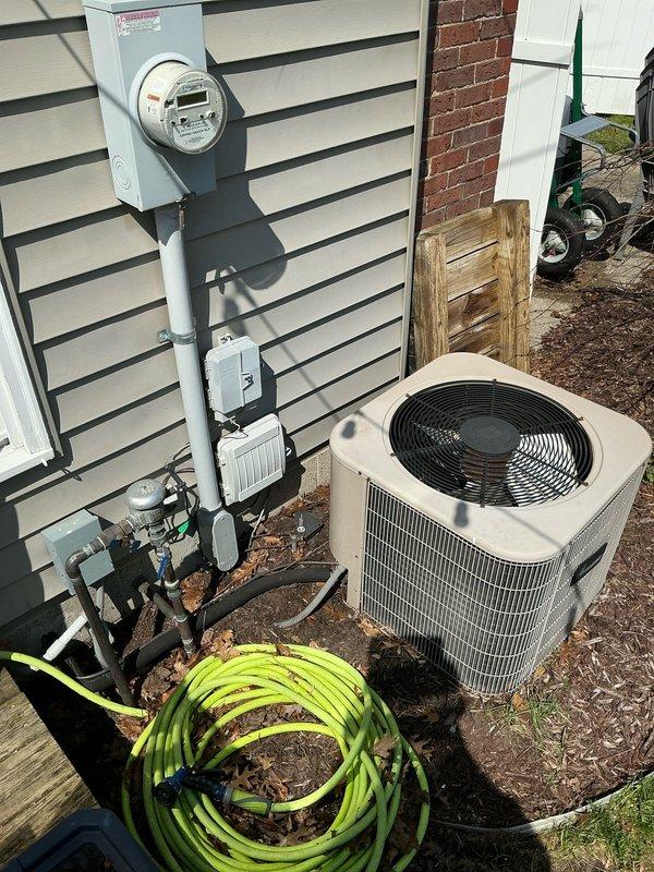 Conducted site assessment for complete AC system replacement at residential property. Evaluated existing outdoor condenser unit and indoor furnace system, documented current equipment configuration including electrical connections, ductwork layout, and water heater proximity for replacement planning. Provided comprehensive estimate for new HVAC system installation based on existing infrastructure and customer requirements.