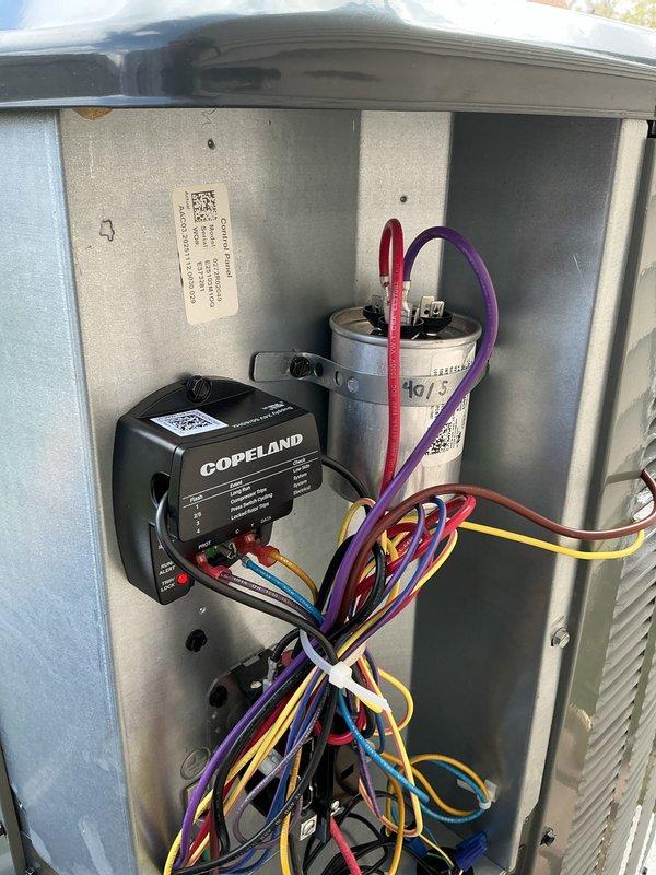 Completed annual cooling visit on EnergiAir system installed earlier this year. Activated cooling mode on recently installed AC unit that had been left inactive due to cold weather during initial installation, and configured thermostat settings to enable cooling functionality on Nest control. Performed system diagnostics with testing equipment, verified proper capacitor operation, checked refrigerant pressures and electrical connections on outdoor condensing unit, and confirmed all components functioning correctly for the upcoming cooling season.