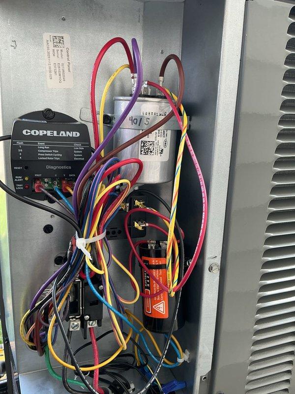 Completed annual cooling visit on EnergiAir system installed earlier this year. Activated cooling mode on recently installed AC unit that had been left inactive due to cold weather during initial installation, and configured thermostat settings to enable cooling functionality on Nest control. Performed system diagnostics with testing equipment, verified proper capacitor operation, checked refrigerant pressures and electrical connections on outdoor condensing unit, and confirmed all components functioning correctly for the upcoming cooling season.