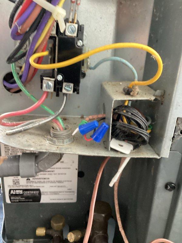 Completed annual cooling maintenance on 2023 air conditioning system. Performed comprehensive tune-up including inspection of outdoor condensing unit, refrigerant line connections, electrical components, and control panel wiring. Verified proper operation of contactor, checked all wire connections for tightness and security, and inspected copper refrigerant lines and service ports. All components found in good working condition with no issues identified. System operating efficiently and ready for cooling season.