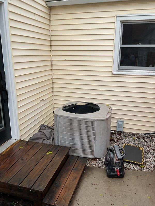 Performed diagnostic evaluation on 20+ year old residential air conditioning system reported as not working properly. Conducted thorough inspection of outdoor condenser unit to assess operational status and determine whether repair was viable or system replacement necessary. Documented equipment condition and location for service records.