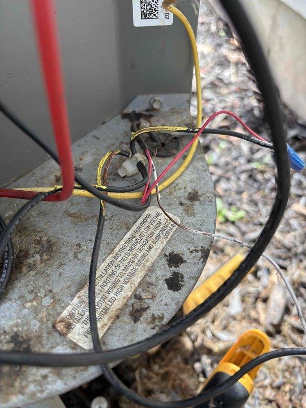 Completed annual heating and cooling maintenance on 19-year-old Lennox system with humidifier. Upon inspection of outdoor unit, discovered large bird's nest constructed inside the condenser housing with substantial accumulation of grass, twigs, sticks, and debris including acorns. Nest material was densely packed around refrigerant lines and electrical components, creating potential airflow restriction and fire hazard. Carefully removed all nesting materials from unit interior while protecting refrigerant lines and wiring. Cleaned condenser coil and interior compartment of debris. Performed standard AC tune-up procedures including refrigerant line inspection, electrical connection check, and system operational testing. Completed furnace tune-up and humidifier maintenance per annual service protocol. All systems tested and operating within normal parameters upon completion.