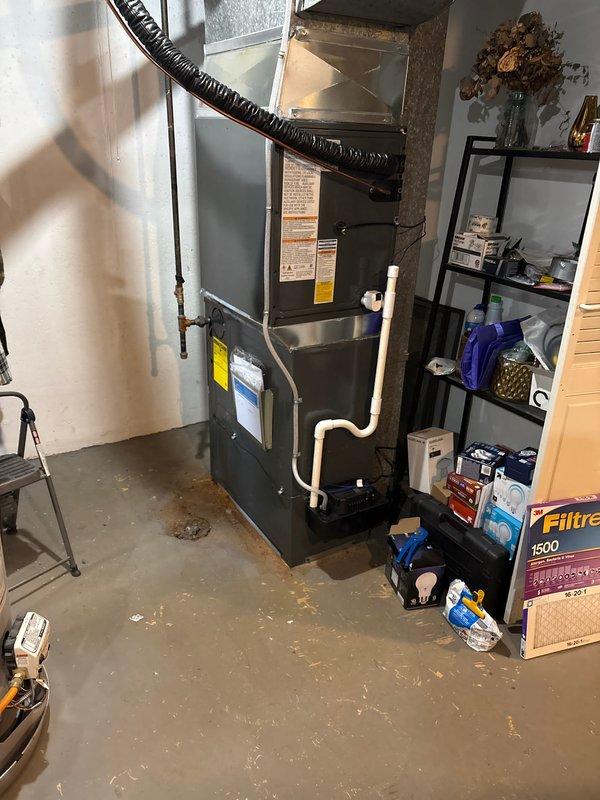 Completed full AC system replacement at residential property. Removed existing air conditioning unit and installed new condenser on exterior concrete pad with proper refrigerant recovery procedures. Connected refrigerant lines using standard service hoses and performed system evacuation and charging. Verified indoor furnace connections and ensured proper integration with existing HVAC infrastructure including ductwork and PVC condensate drainage. System tested and confirmed operational with proper airflow and cooling performance.