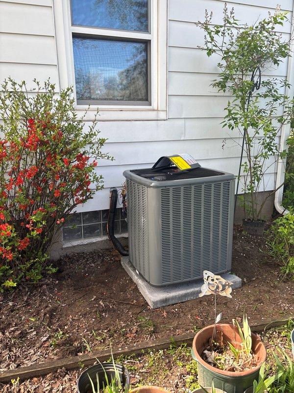 Successfully completed add-on air conditioning installation to existing forced-air heating system. Installed new outdoor condensing unit on concrete pad with proper clearances from building and landscaping, ran refrigerant lines and electrical conduit to interior equipment. Integrated new evaporator coil with existing furnace in basement mechanical room, connected to existing ductwork system to provide whole-home cooling capability.