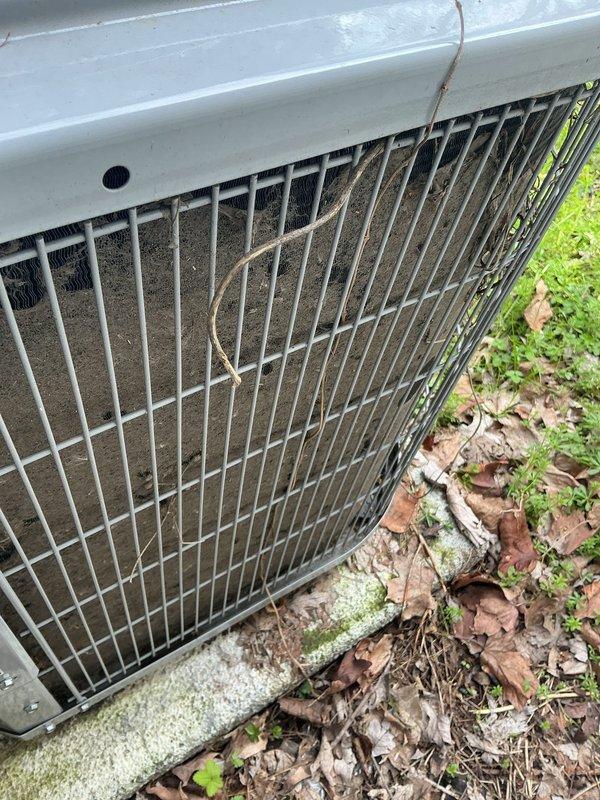 Completed annual cooling maintenance and tune-up on outdoor air conditioning condenser unit. Upon arrival, found unit operational but with accumulated debris on condenser coils and biological growth on concrete pad. Performed comprehensive system inspection including electrical connections, refrigerant pressures, and amperage draws. Cleaned condenser coils to remove dirt, leaves, and outdoor debris that had reduced airflow efficiency. Verified proper fan motor operation and lubricated as needed. Checked refrigerant charge and confirmed system pressures within manufacturer specifications. Inspected and tightened all electrical connections. Tested capacitor performance and found within acceptable range. Verified proper drainage and cleared area around unit of excessive vegetation and debris. System tested successfully with proper cooling operation confirmed. Unit left in good working condition with improved airflow through cleaned coils, ensuring optimal performance for the cooling seaso