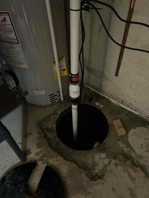 Responded to service request for gas line estimate to pool heater. Conducted on-site assessment of basement utility area to evaluate existing gas infrastructure and determine routing requirements for new gas line installation. Documented current plumbing and mechanical equipment layout, including water heater placement, sump pump system, and existing copper piping configuration. Photographed utility room conditions to support estimate preparation for proposed gas line extension work.