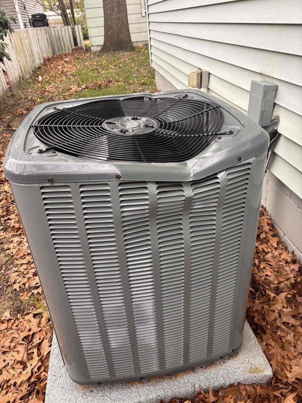 Completed comprehensive ASTU-AC Super Tune-up on outdoor condensing unit. Performed full system inspection, electrical testing with clamp meter, verified proper fan operation and airflow through condenser coils, checked refrigerant levels, and confirmed all mechanical components functioning within manufacturer specifications. Unit showed normal operational wear with no deficiencies noted; system operating efficiently and ready for continued service.