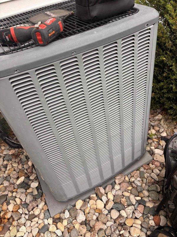 Responded to no-cooling call for 9-year-old Amana system with non-engaging outdoor condenser unit. Upon arrival, performed diagnostic assessment of the outdoor condensing unit and electrical components. Identified failed contactor preventing compressor and condenser fan operation. Replaced defective contactor with properly rated replacement part. Verified proper voltage supply to unit and tested all safety controls. Cycled system through complete operational sequence, confirming compressor engagement, condenser fan motor operation, and proper amperage draw on all components. Unit restored to full cooling operation with normal operating pressures and temperatures.