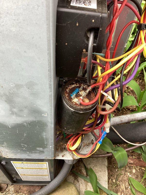 Completed annual cooling maintenance on EnergiAir system under 5-year maintenance agreement. Discovered significant rust and corrosion on outdoor unit electrical connection terminals requiring attention. Inspected indoor components including condensate pump, drainage lines, and PVC piping—all operational. Documented corroded electrical connections with photos for follow-up repair recommendations to ensure safe system operation.
