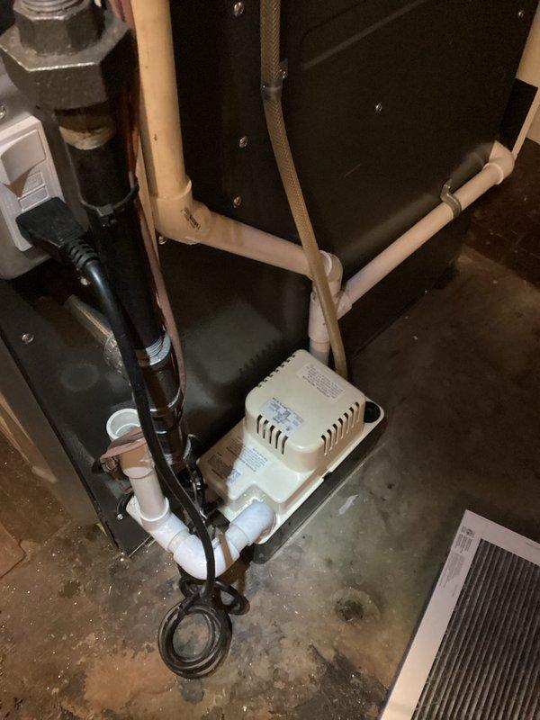 Completed annual cooling maintenance on EnergiAir system under 5-year maintenance agreement. Discovered significant rust and corrosion on outdoor unit electrical connection terminals requiring attention. Inspected indoor components including condensate pump, drainage lines, and PVC piping—all operational. Documented corroded electrical connections with photos for follow-up repair recommendations to ensure safe system operation.