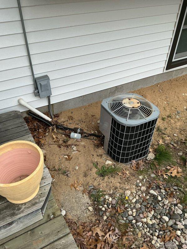 Completed comprehensive estimate for replacement of 28-year-old furnace and air conditioning system currently operational but nearing end of service life. Performed AC tune-up as part of recurring maintenance service, documenting existing equipment condition including outdoor condenser unit and indoor furnace with connected ductwork and water heater installation for customer review and system replacement planning.