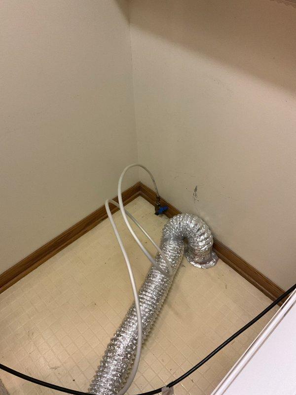 Responded to gas leak emergency at residential dryer installation. Upon arrival, confirmed utility company had identified leak source at appliance connection point. Inspection revealed kinked copper gas line causing active leak at approximately one-month-old dryer unit. Gas supply to dryer had been shut off prior to arrival for safety. Assessed damaged copper line and determined replacement with proper flexible gas connector was required. Installed new flex hose connection to manufacturer specifications, ensuring proper routing to prevent future kinking or strain on gas line. Performed leak test using approved detection solution at all connection points. Restored gas supply and verified system integrity with no leaks detected. Dryer returned to safe operational status.